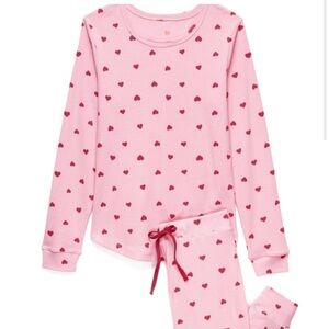 Adore Me Muriel Heart Pink Red Heart Valentine’s Day Waffle Pajama PJ set
